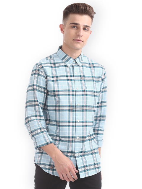

Aeropostale Men Blue Slim Fit Checked Casual Shirt