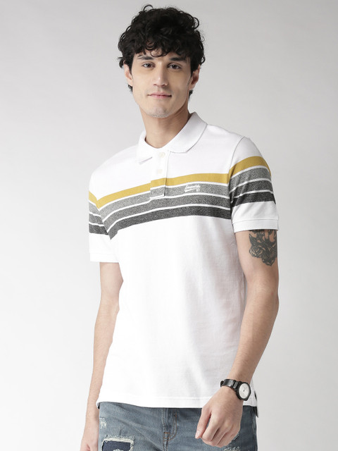 

Aeropostale Men White Solid Polo Collar T-shirt