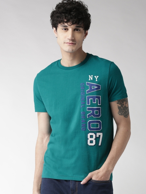 

Aeropostale Men Green Applique Detail Round Neck Pure Cotton T-shirt
