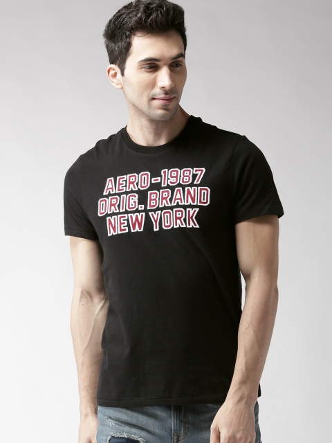 

Aeropostale Men Black Printed Round Neck T-shirt