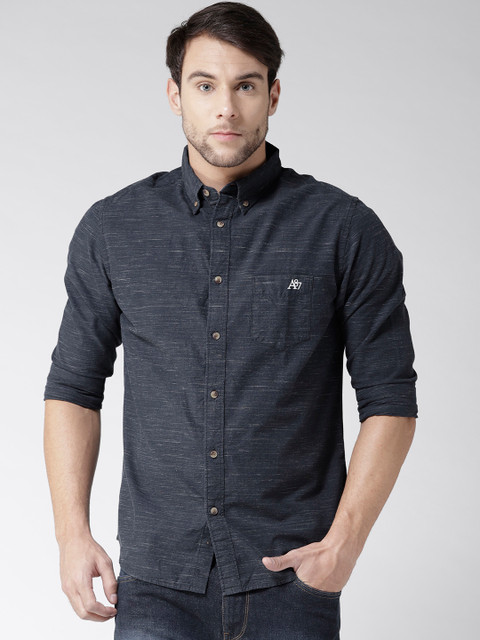

Aeropostale Men Navy Blue Regular Fit Solid Casual Shirt