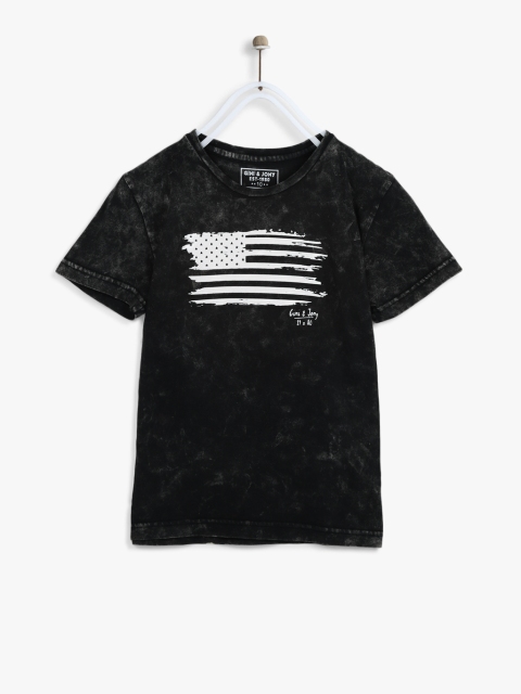 

Gini and Jony Boys Black Printed Round Neck T-shirt