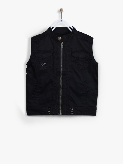 

Gini and Jony Boys Navy Blue Solid Jacket