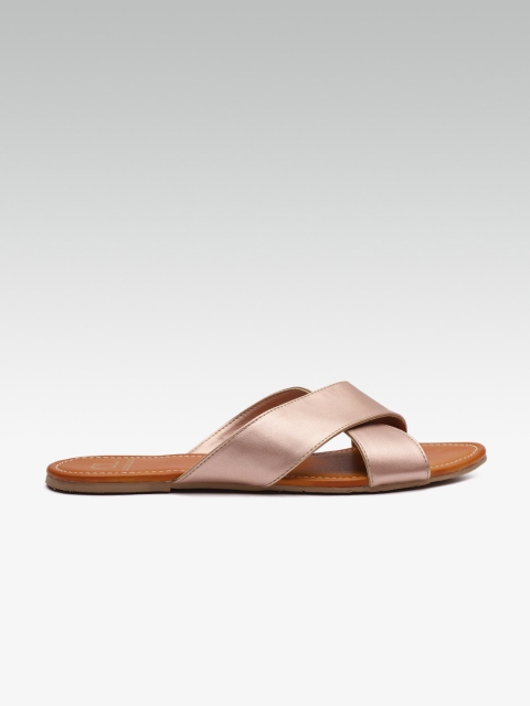 

Carlton London Women Rose Gold-Toned Solid Open Toe Flats