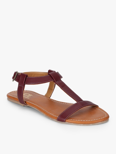 

Carlton London Maroon Solid Open Toe Flats
