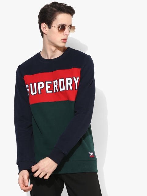 

Superdry Men Navy Blue & Red Colourblocked Sweatshirt