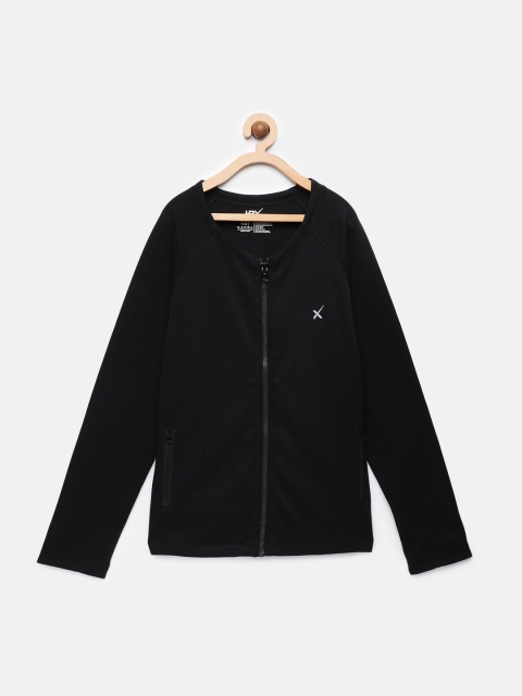 

HRX by Hrithik Roshan Girls Black Solid Sweatshirt