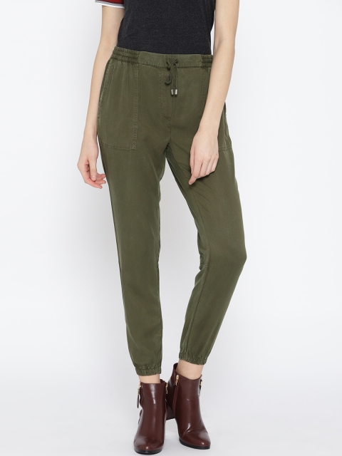 

U.S. Polo Assn. Women Olive Green Solid Regular Fit Joggers