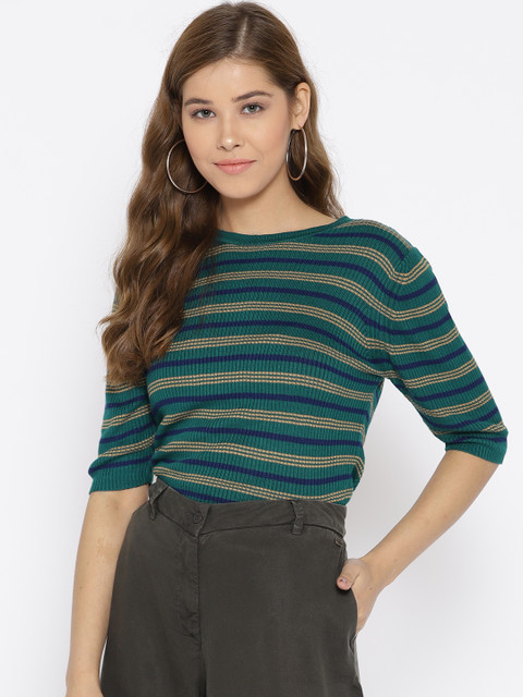 

U.S. Polo Assn. Women Green Striped Top