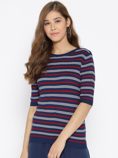 

U.S. Polo Assn. Women Navy Blue & Red Striped Top