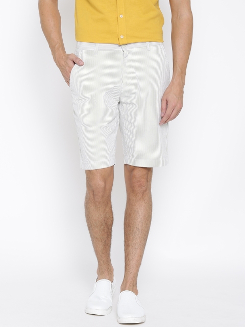 

U.S. Polo Assn. Off-White & Green Striped Slim Fit Shorts
