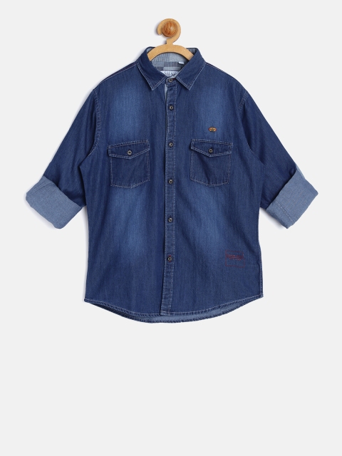 

Monte Carlo Boys Navy Blue Regular Fit Faded Denim Shirt