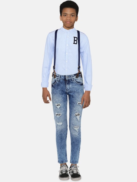 

United Colors of Benetton Boys Blue Slim Fit Mildly Distressed Stretchable Jeans