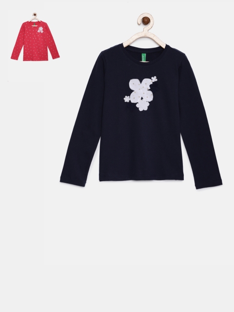 

United Colors of Benetton Girls Pack of 2 Tshirts, Navy blue