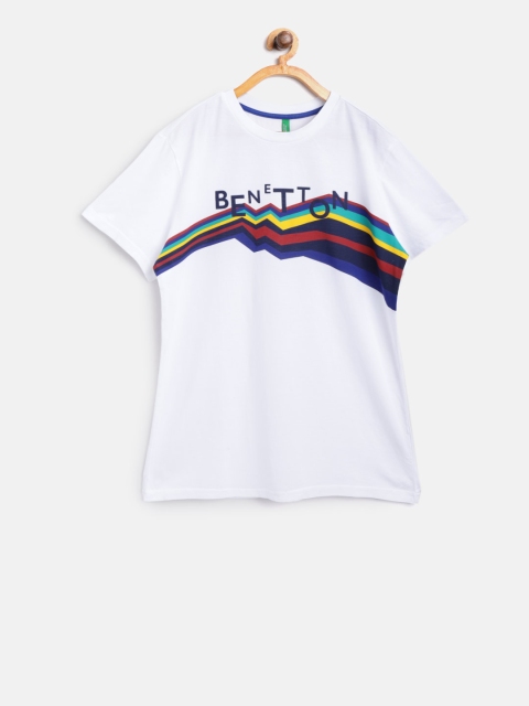 

United Colors of Benetton Boys White Printed Round Neck T-shirt
