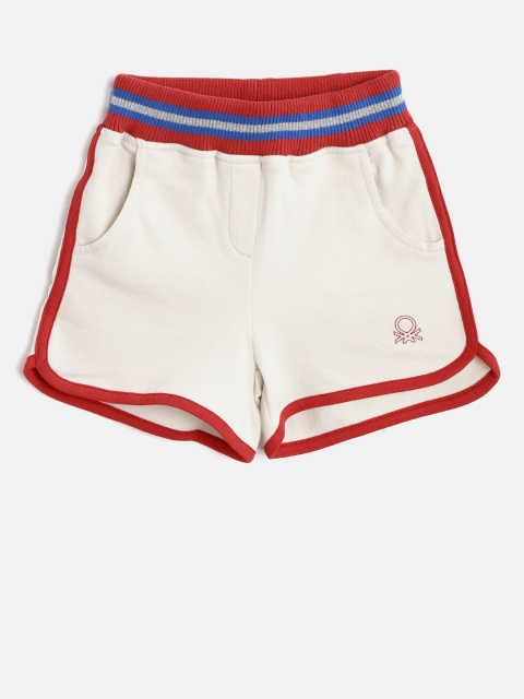 

United Colors of Benetton Girls Off-White Solid Regular Fit Shorts