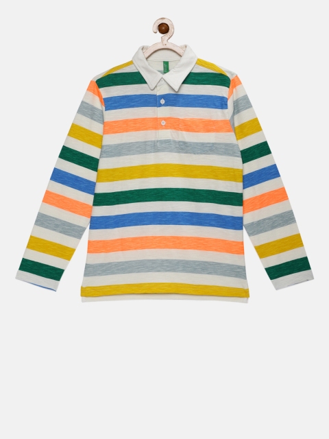 

United Colors of Benetton Boys Multicoloured Striped Polo Collar T-shirt, Multi