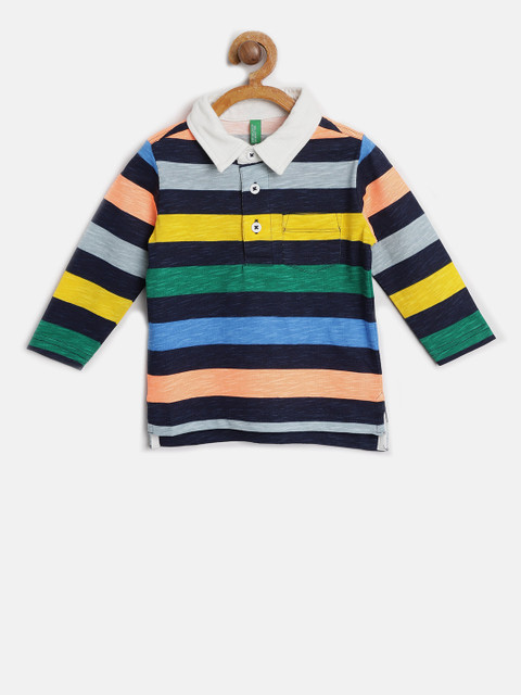 

United Colors of Benetton Boys Multicoloured Striped Polo Collar T-shirt, Multi