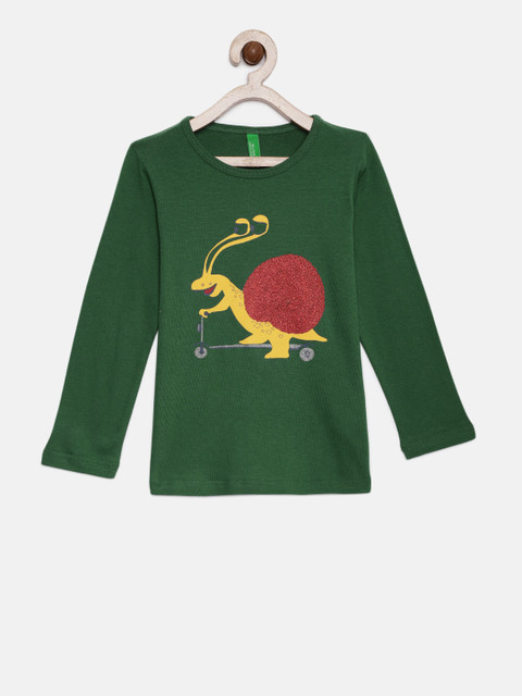 

United Colors of Benetton Girls Green Printed T-shirt