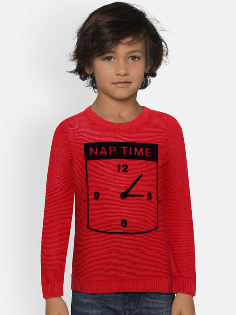 

United Colors of Benetton Boys Red Printed Pullover
