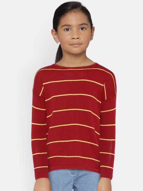 

United Colors of Benetton Girls Red Striped Pullover