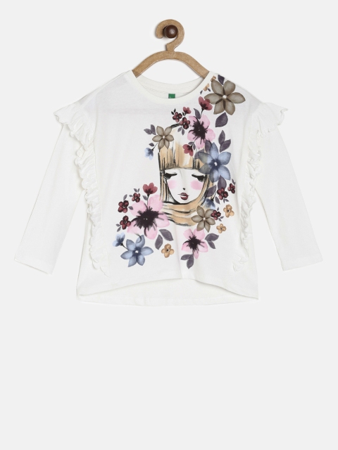 

United Colors of Benetton Girls Off-White Printed Top