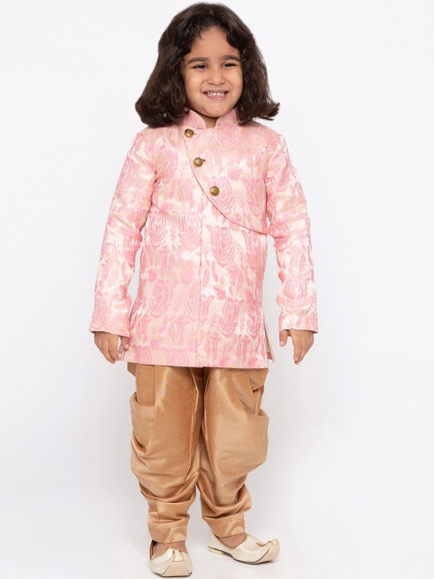 

JBN Creation Boys Pink & Gold-Toned Self-Design Sherwani