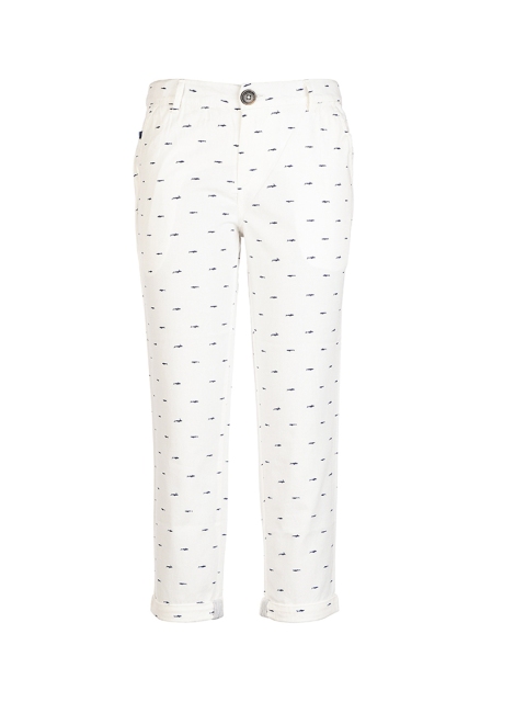 

One Friday Boys Off-White & Blue Regular Fit Printed Regular Trousers