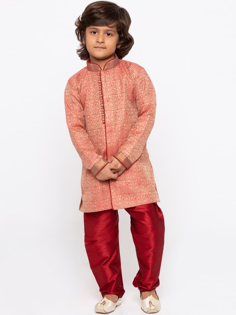 

JBN Creation Boys Woven Design Sherwani, Red