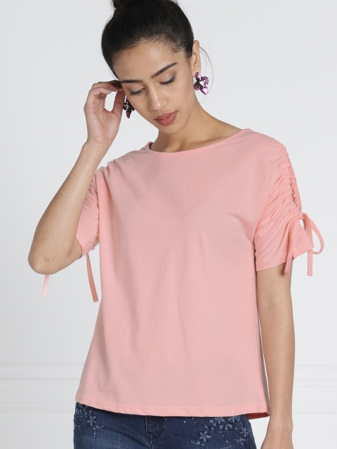 

all about you Peach-Coloured Solid Top