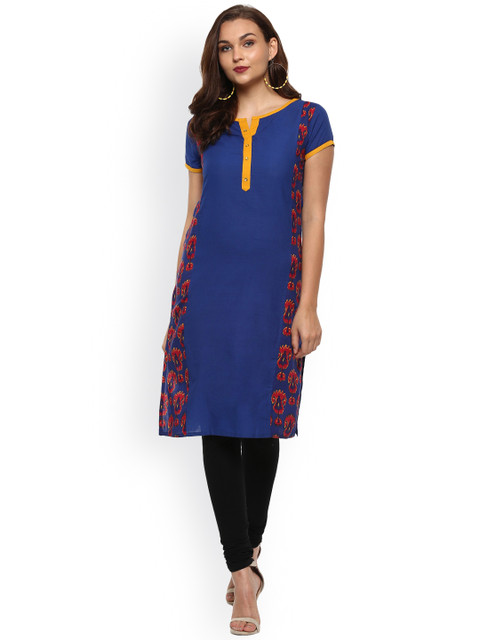 

rangeelo rajasthan Women Blue Printed Straight Kurta