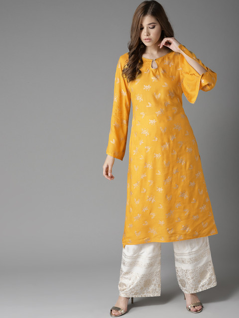 

Moda Rapido Women Yellow Solid A-Line Kurta