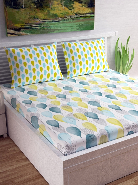

Divine Casa Multicoloured Abstract Flat 144 TC Cotton Double Bedsheet with 2 Pillow Covers, Multi