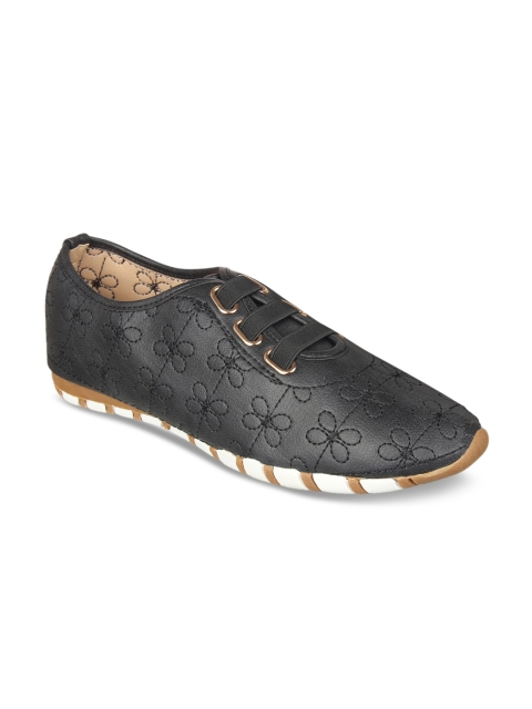 

Flat n Heels Women Black Slip-On Sneakers