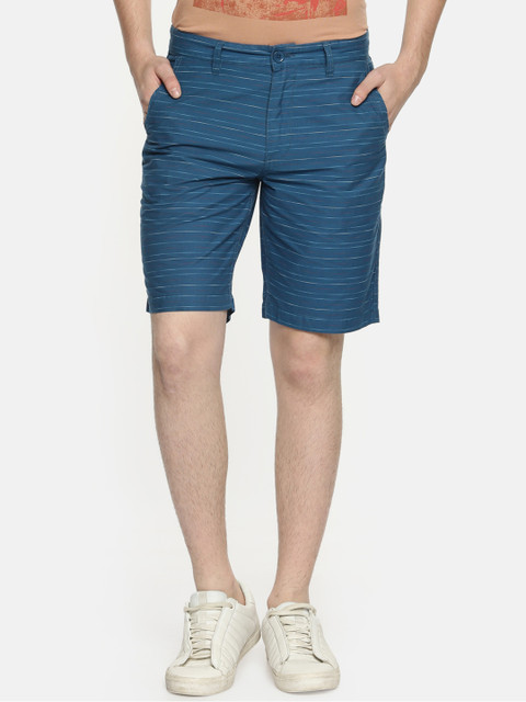 

Urban Ranger by pantaloons Men Navy Blue Striped Slim Fit Chino Shorts