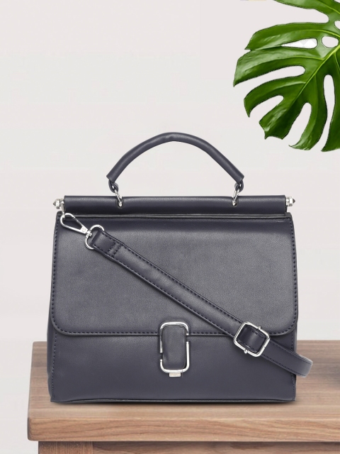 

DressBerry Navy Blue Solid Satchel Bag