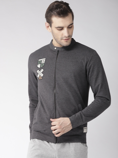 

Hubberholme Men Charcoal Grey Solid Sweatshirt