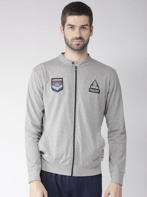 

Hubberholme Men Grey Melange Solid Sweatshirt