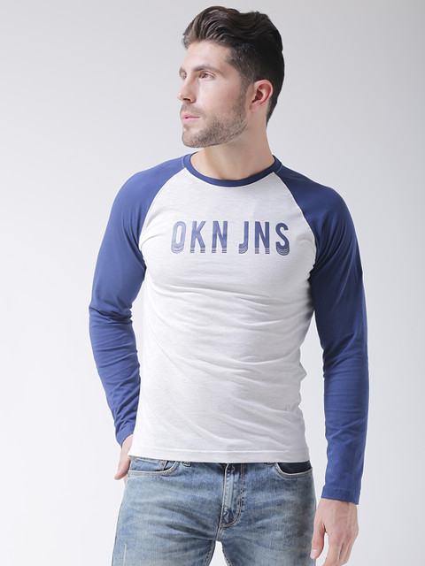 

Okane Men Grey Melange Solid Round Neck T-shirt