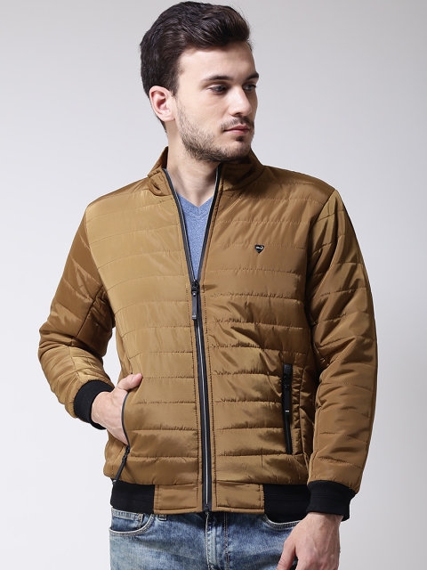 

Okane Men Olive Brown Solid Padded Jacket