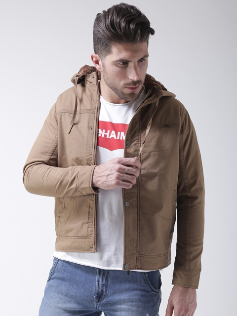 

Okane Men Khaki Solid Hooded Tailored Jacket