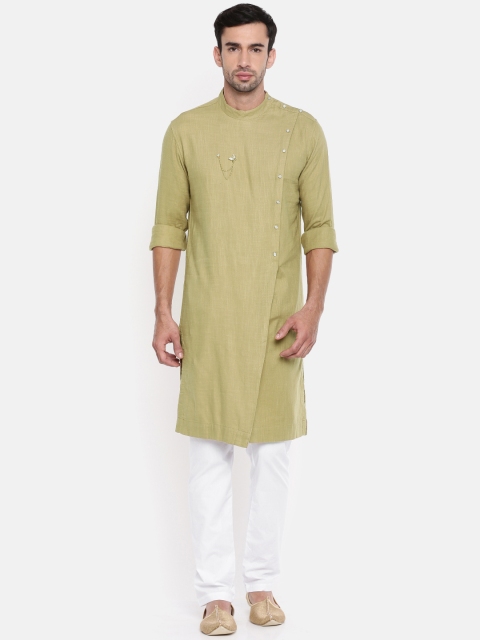 

Freehand Men Khaki & White Solid Kurta with Pyjamas