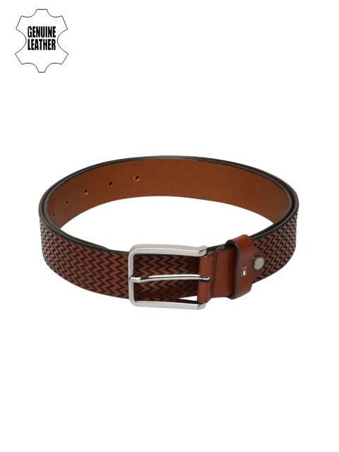 

Tommy Hilfiger Men Tan Brown Genuine Leather Textured Belt