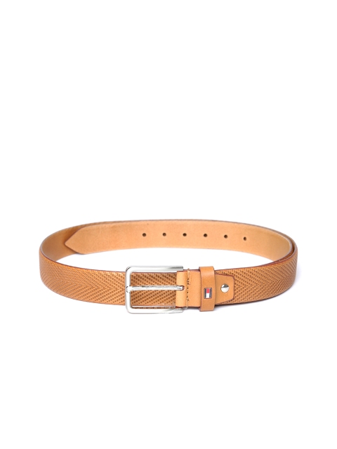 

Tommy Hilfiger Men Camel Brown Textured Leather Belt