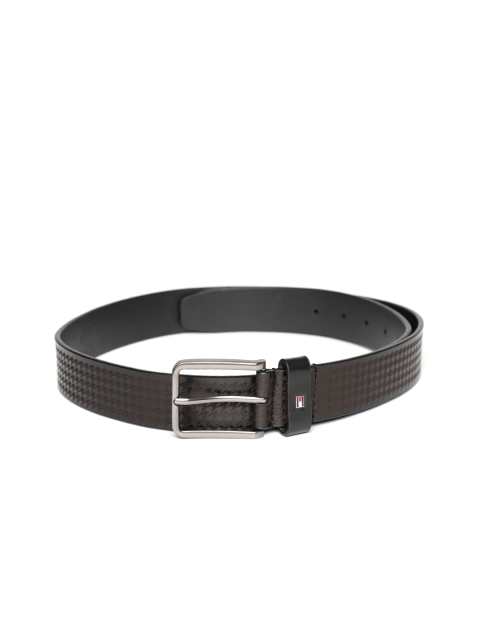 

Tommy Hilfiger Men Black Leather Textured Belt