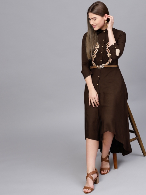 

Athena Women Brown Solid Maxi Dress