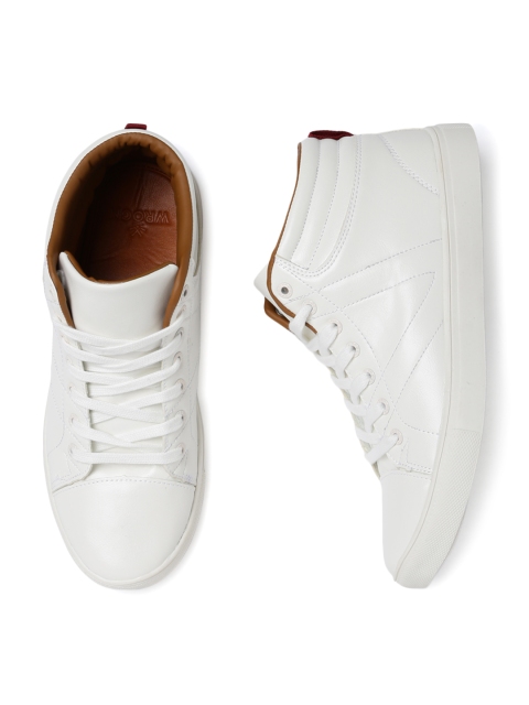 

WROGN Men White Solid Mid-Top Sneakers