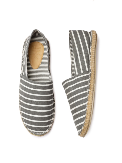 

WROGN Men Grey & White Striped Espadrilles