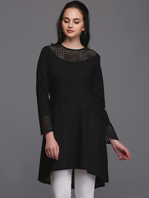 

Eavan Black Cut-Work High-Low Tunic