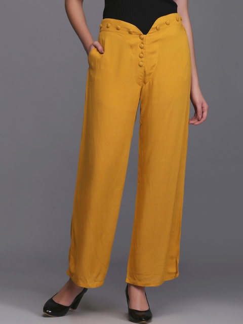 

Eavan Women Mustard Straight Fit Solid Parallel Trousers